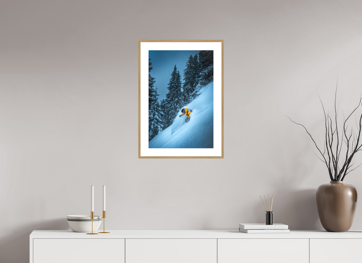 40 x 60 cm, Rahmen-Holzoptik Powder Turn at the Sonnenkopf, Klostertal