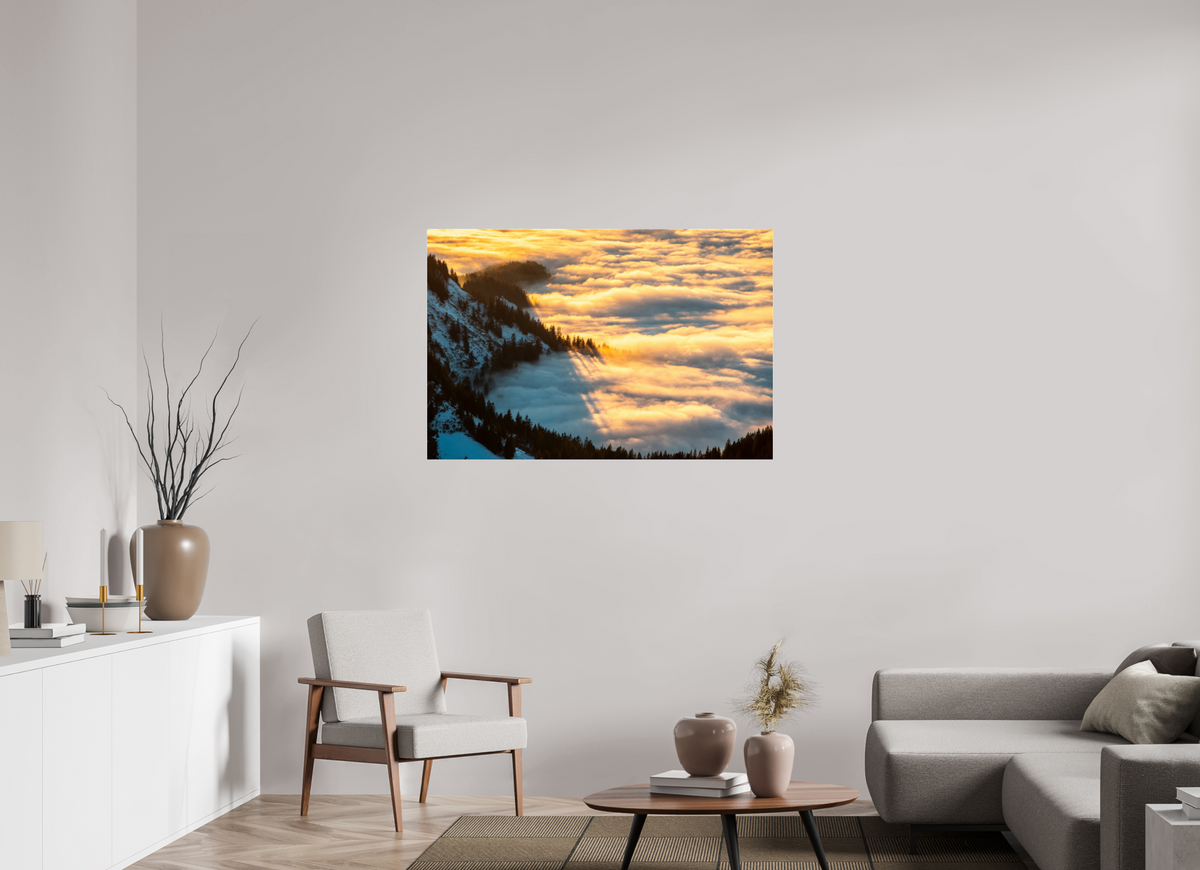 120 x 80 cm, Photo Print Under Acrylic Glass Sea of Fog at the Hohe Matona, Vorarlberg