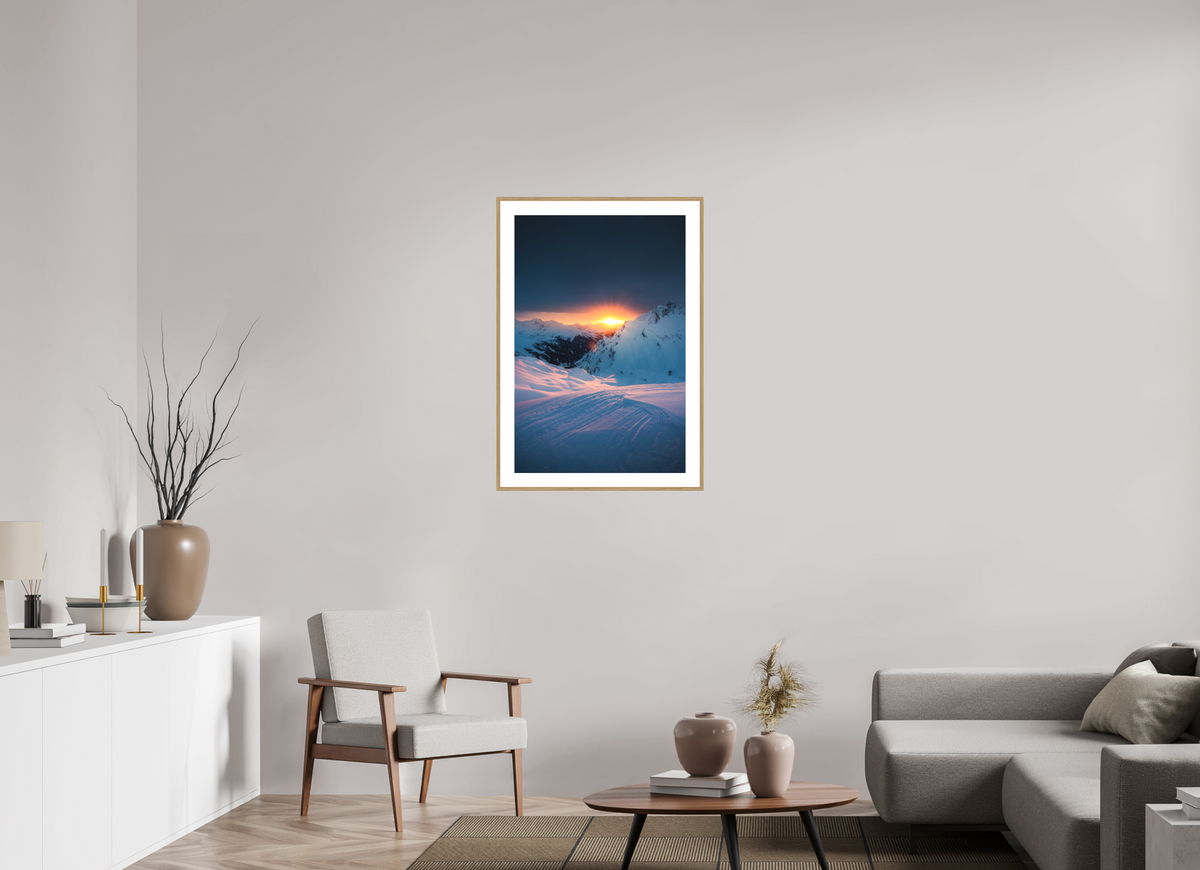 60 x 90 cm, Rahmen-Holzoptik Sunset Above Zürs, Arlberg