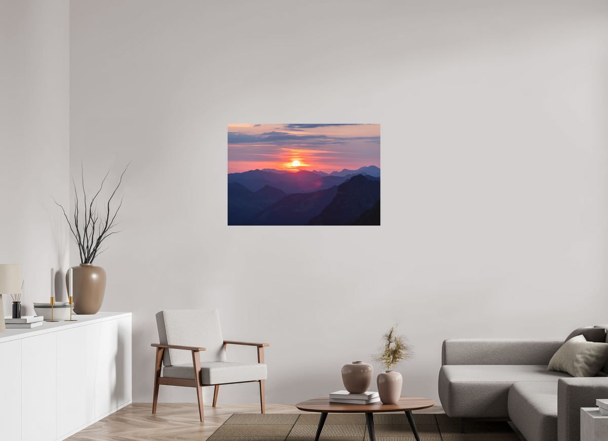 105 x 70 cm, Papierprint ohne Rahmen Hohe Matona Sunrise Layers, Alps