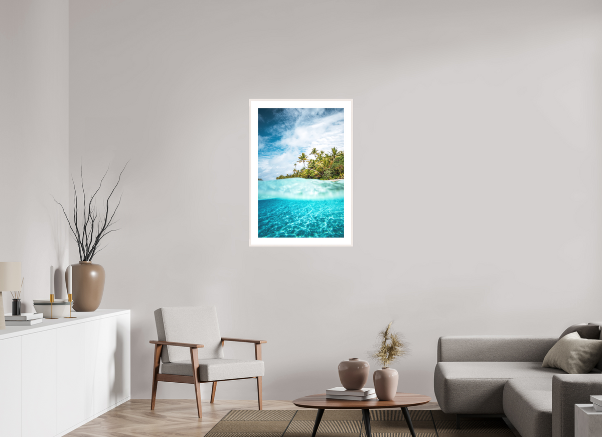 60 x 90 cm, Rahmen-Weiß Above and Below the Waterline, Aitutaki