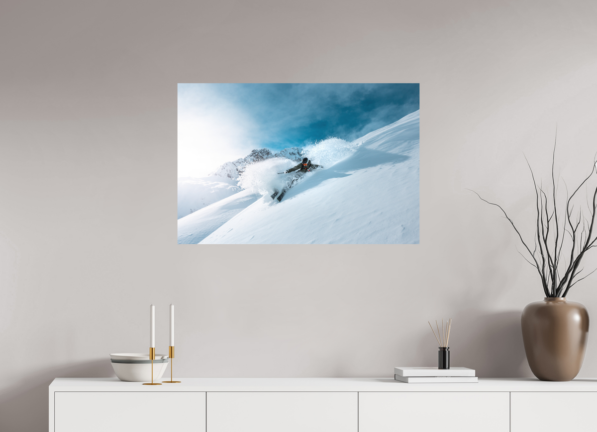 90 x 60 cm, Papierprint ohne Rahmen Deep Powder Turn, Zürs