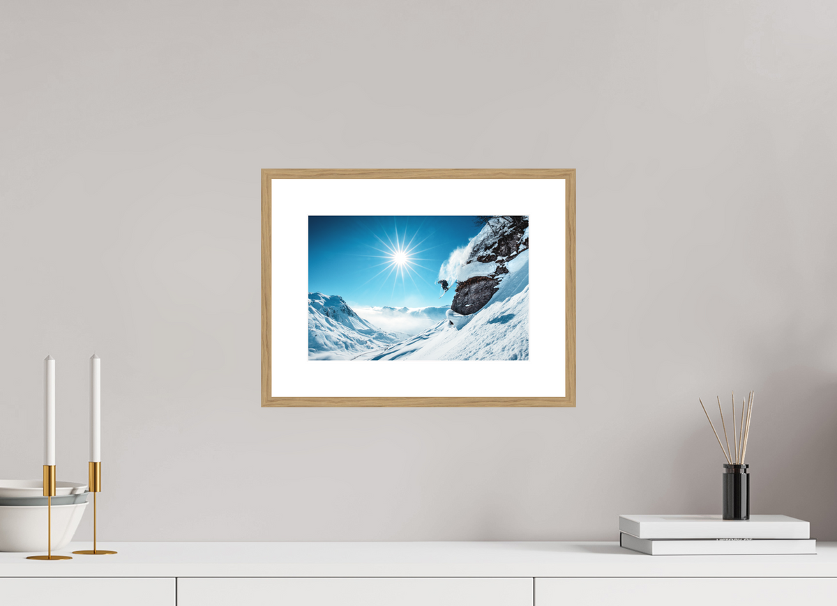 30 x 20 cm, Rahmen-Holzoptik Freeride Jump, Lech Zürs