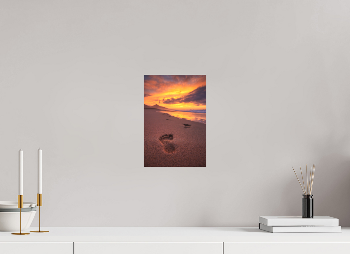 20 x 30 cm, Papierprint ohne Rahmen Footprints at Sunset, Cofete, Fuerteventura