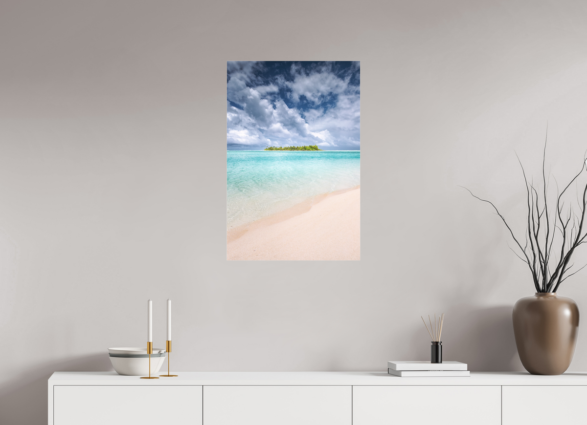 50 x 75 cm, Photo Print Under Acrylic Glass Tropical Coastline, Aitutaki
