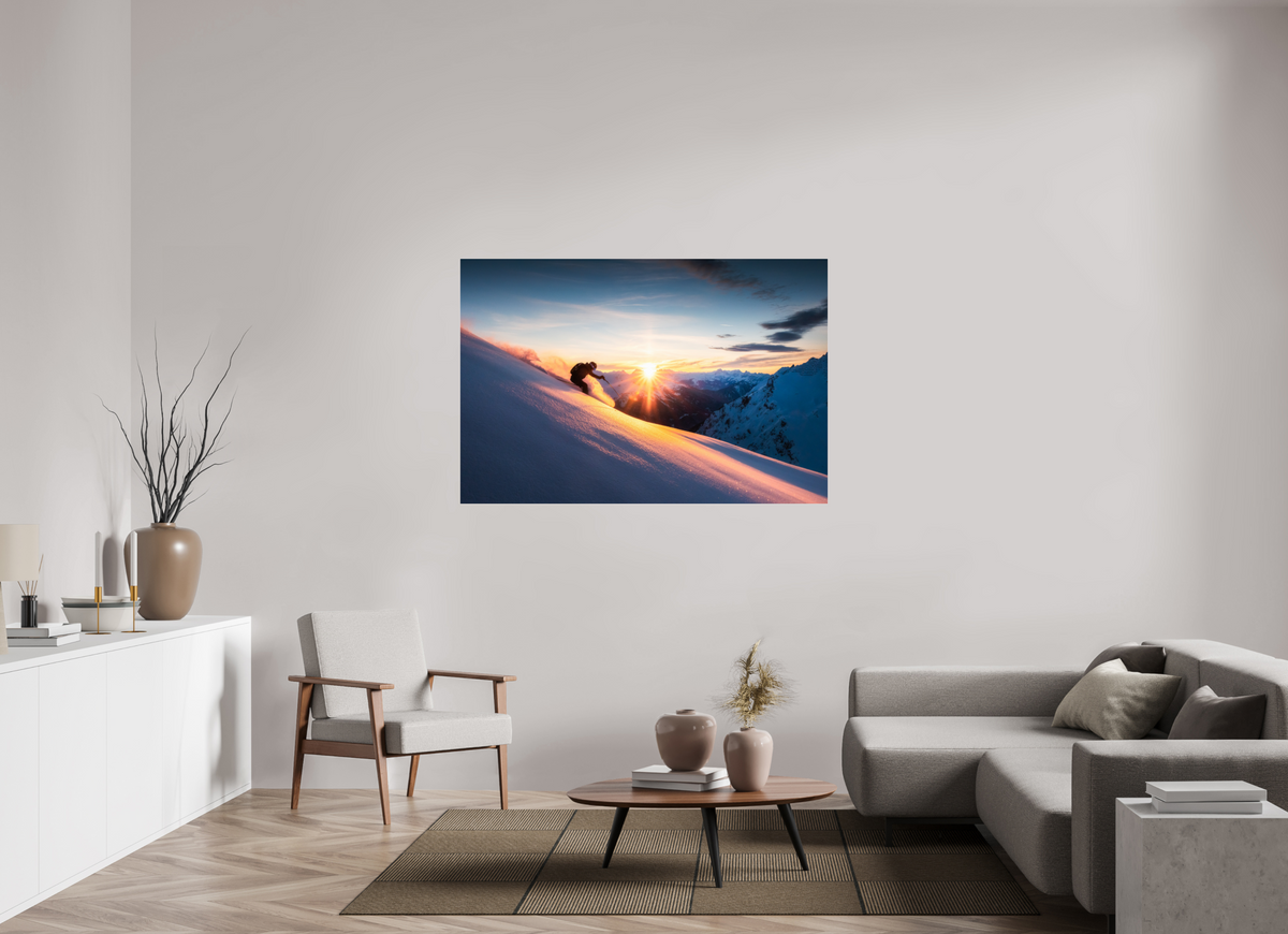 150 x 100 cm, Photo Print Under Acrylic Glass Ski Sunset at Trittkopf, Zürs Arlberg