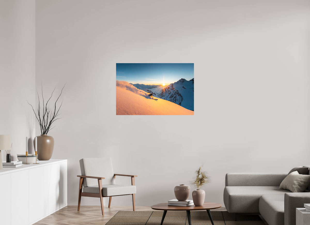 105 x 70 cm, Papierprint ohne Rahmen Freeride at Sunset, Trittkopf, Arlberg