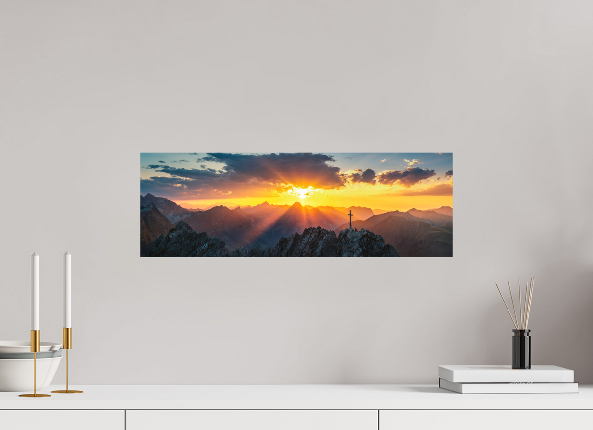 60 x 20 cm, Papierprint ohne Rahmen Sunset at the Karhorn, Warth