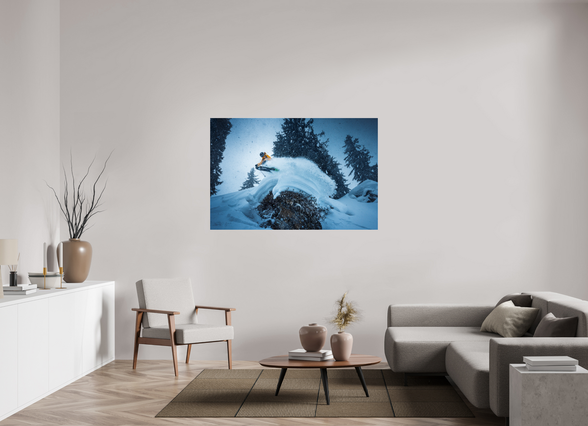 150 x 100 cm, Photo Print Under Acrylic Glass Freeride Jump, Sonnenkopf
