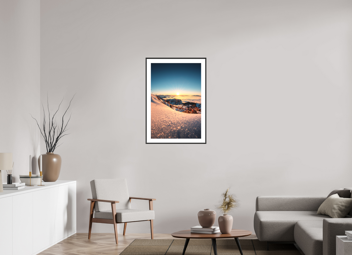 60 x 90 cm, Rahmen-Schwarz Sunset Mountain Layers, Vorarlberg