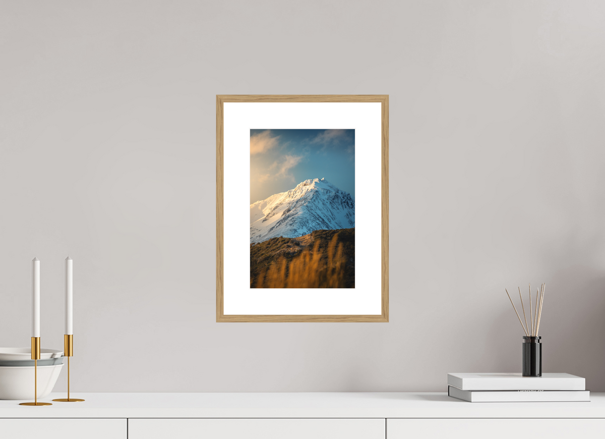 20 x 30 cm, Rahmen-Holzoptik Sunlit Peaks, Ushuaia