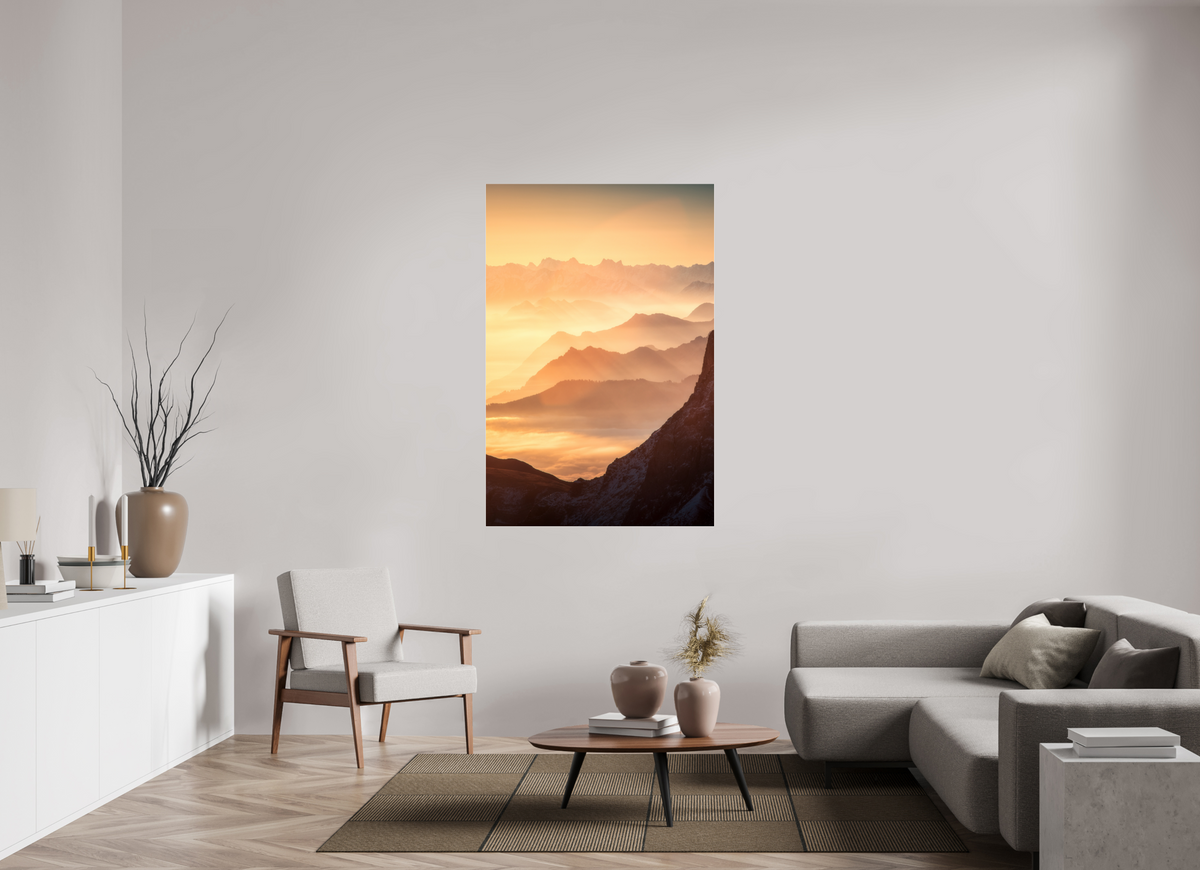 100 x 150 cm, Photo Print Under Acrylic Glass Säntis Ridge Silhouette, Switzerland