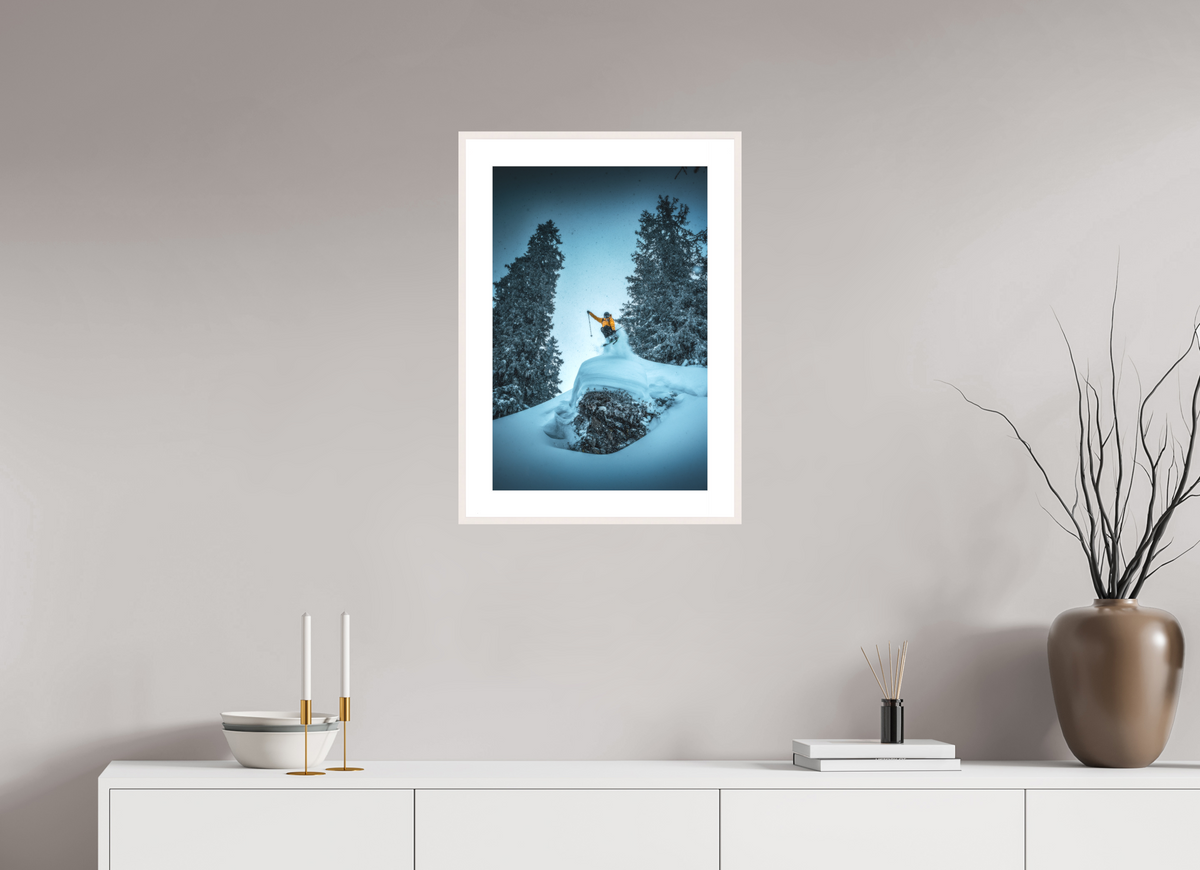 40 x 60 cm, Rahmen-Weiß Frozen Launch Over the Trees