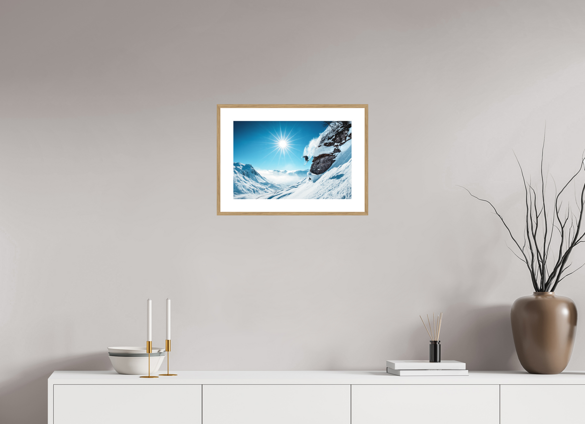 45 x 30 cm, Rahmen-Holzoptik Freeride Jump, Lech Zürs