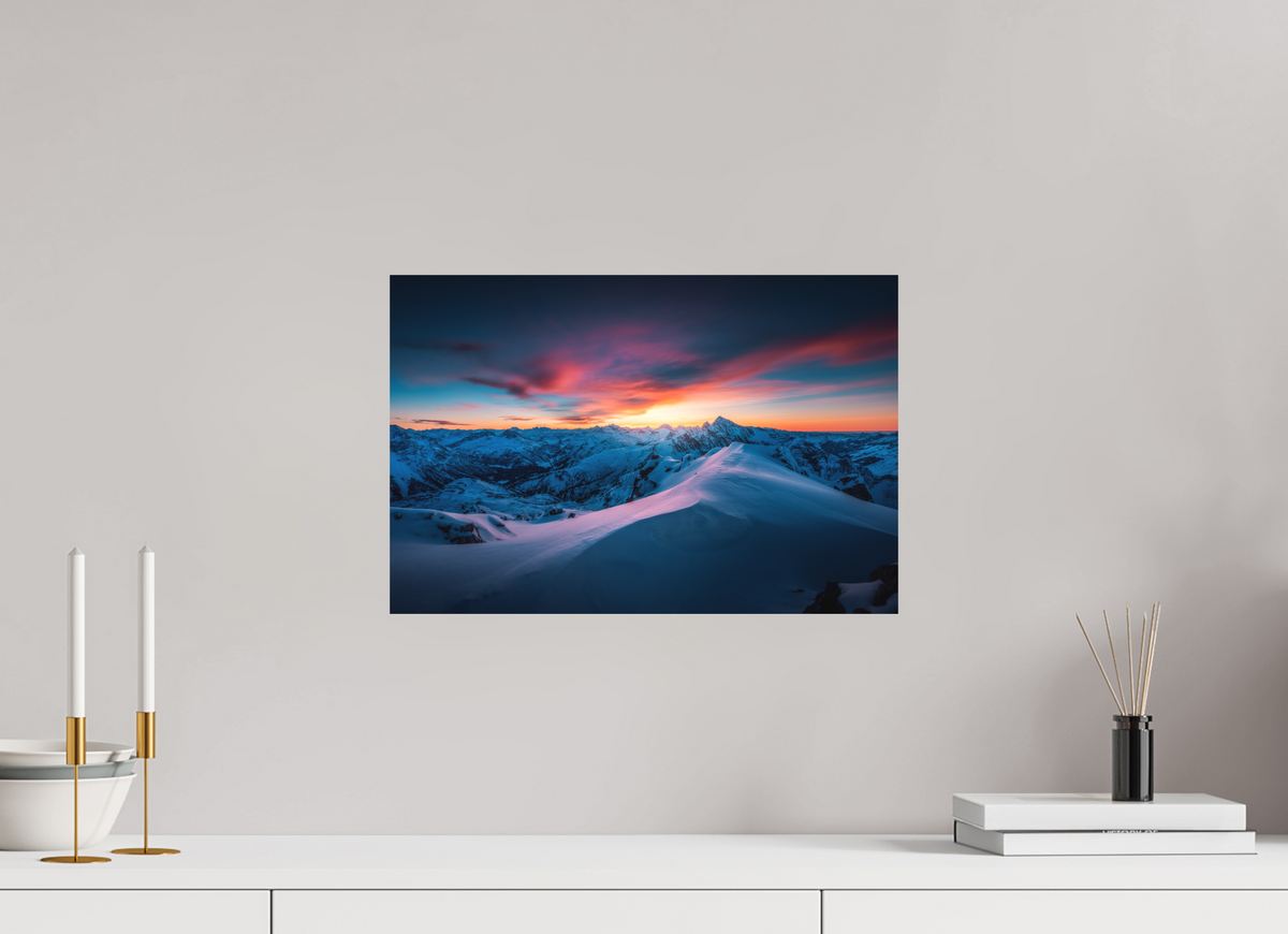 45 x 30 cm, Papierprint ohne Rahmen Sunset at the Mohnenfluh, Lech