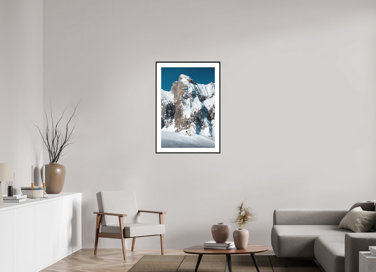 60 x 90 cm, Rahmen-Schwarz Snowy Rock Face in Winter