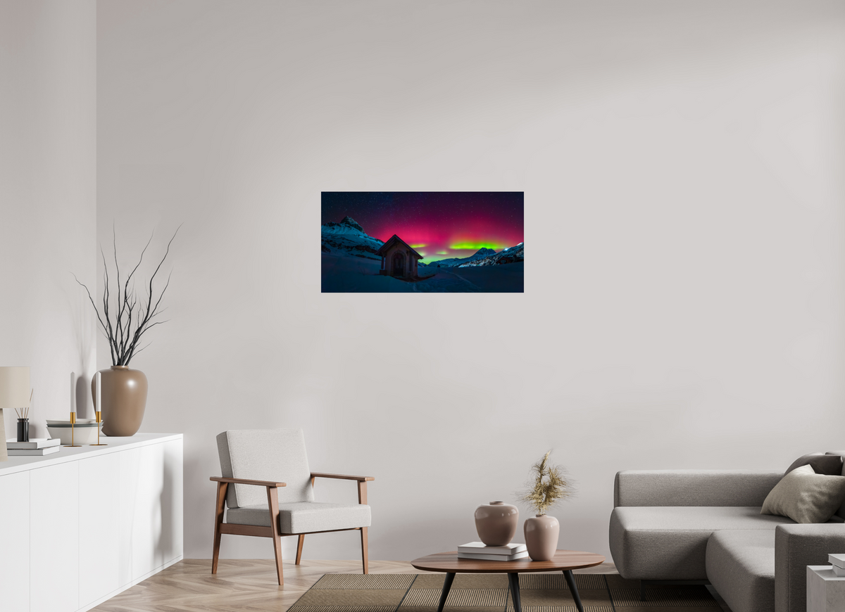 100 x 50 cm, Photo Print Under Acrylic Glass Polar Lights over Zürs, Arlberg