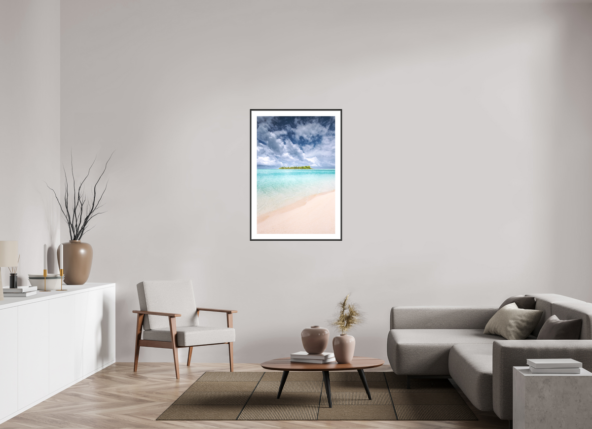 70 x 105 cm, Rahmen-Schwarz Tropical Coastline, Aitutaki