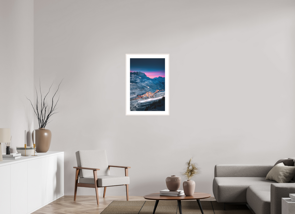 50 x 75 cm, Rahmen-Weiß Zürs at Night, Arlberg