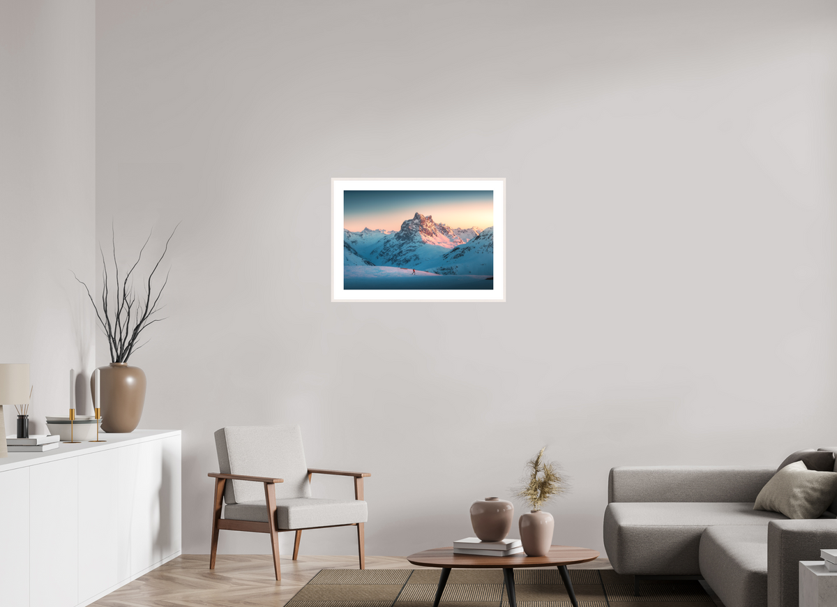 75 x 50 cm, Rahmen-Weiß Pateriol Alpenglow, Austria Alps