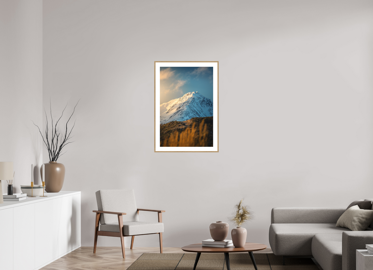 60 x 90 cm, Rahmen-Holzoptik Sunlit Peaks, Ushuaia