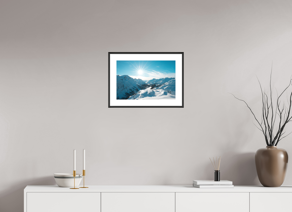 45 x 30 cm, Rahmen-Schwarz Winter Mood in the Zugertal, Lech