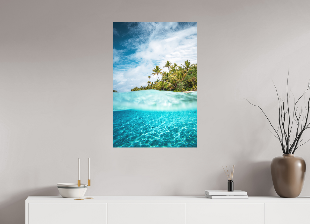 60 x 90 cm, Papierprint ohne Rahmen Above and Below the Waterline, Aitutaki