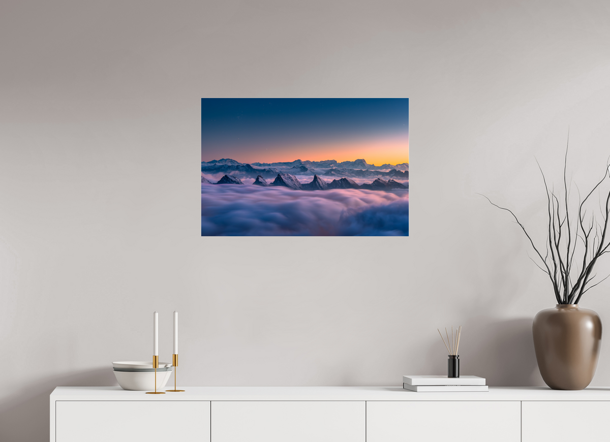 75 x 50 cm, Photo Print Under Acrylic Glass Peaks Above the Sea of Fog