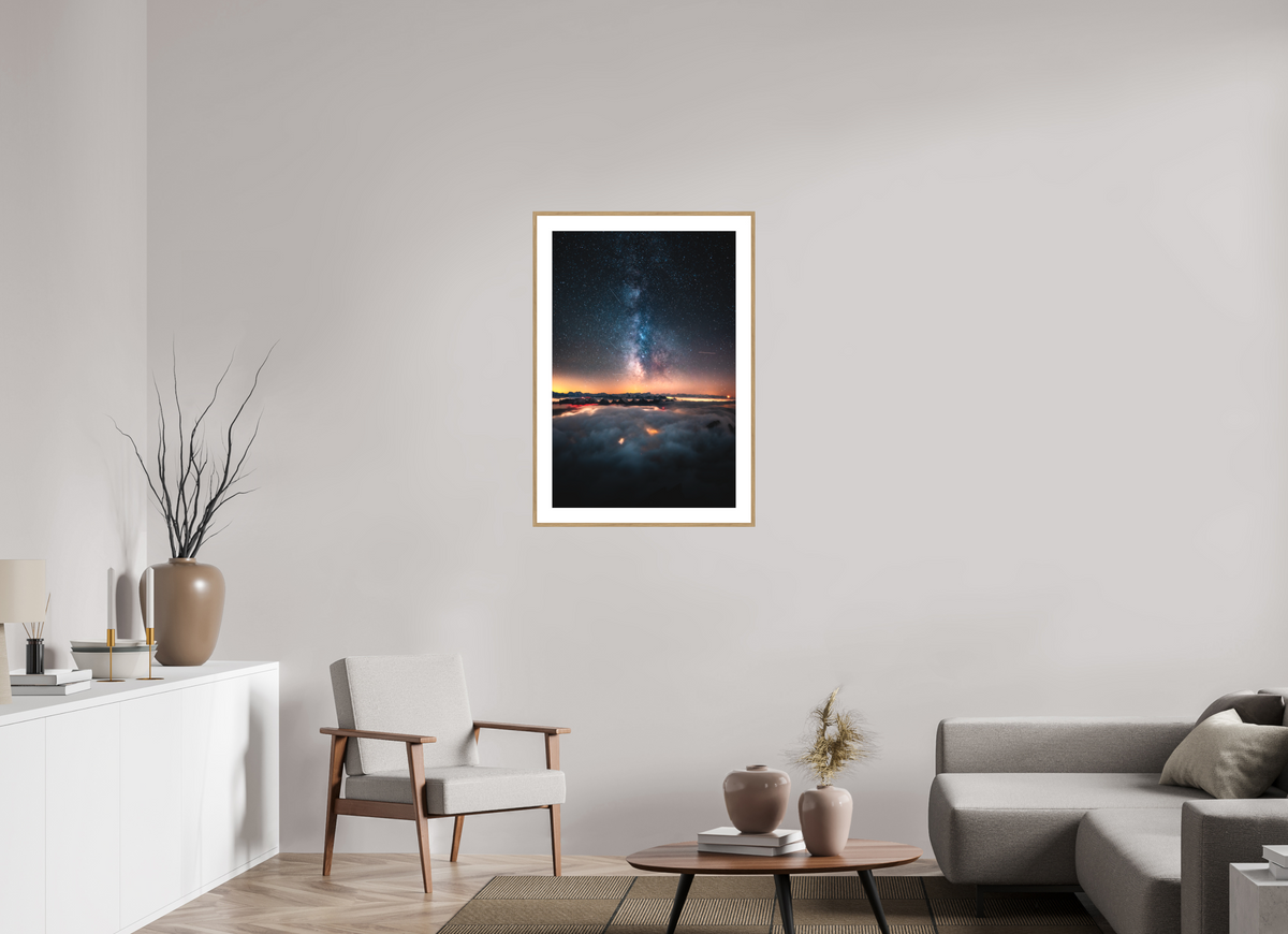 60 x 90 cm, Rahmen-Holzoptik Säntis Milky Way at Night, Switzerland