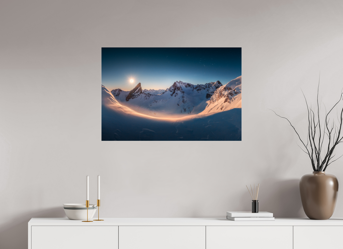 90 x 60 cm, Photo Print Under Acrylic Glass Full Moon at the Valluga, Arlberg