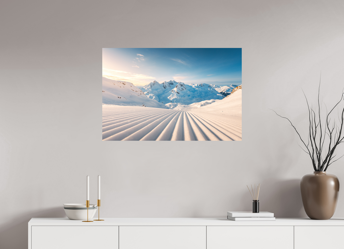 90 x 60 cm, Papierprint ohne Rahmen Freshly Groomed Slope, Zürs