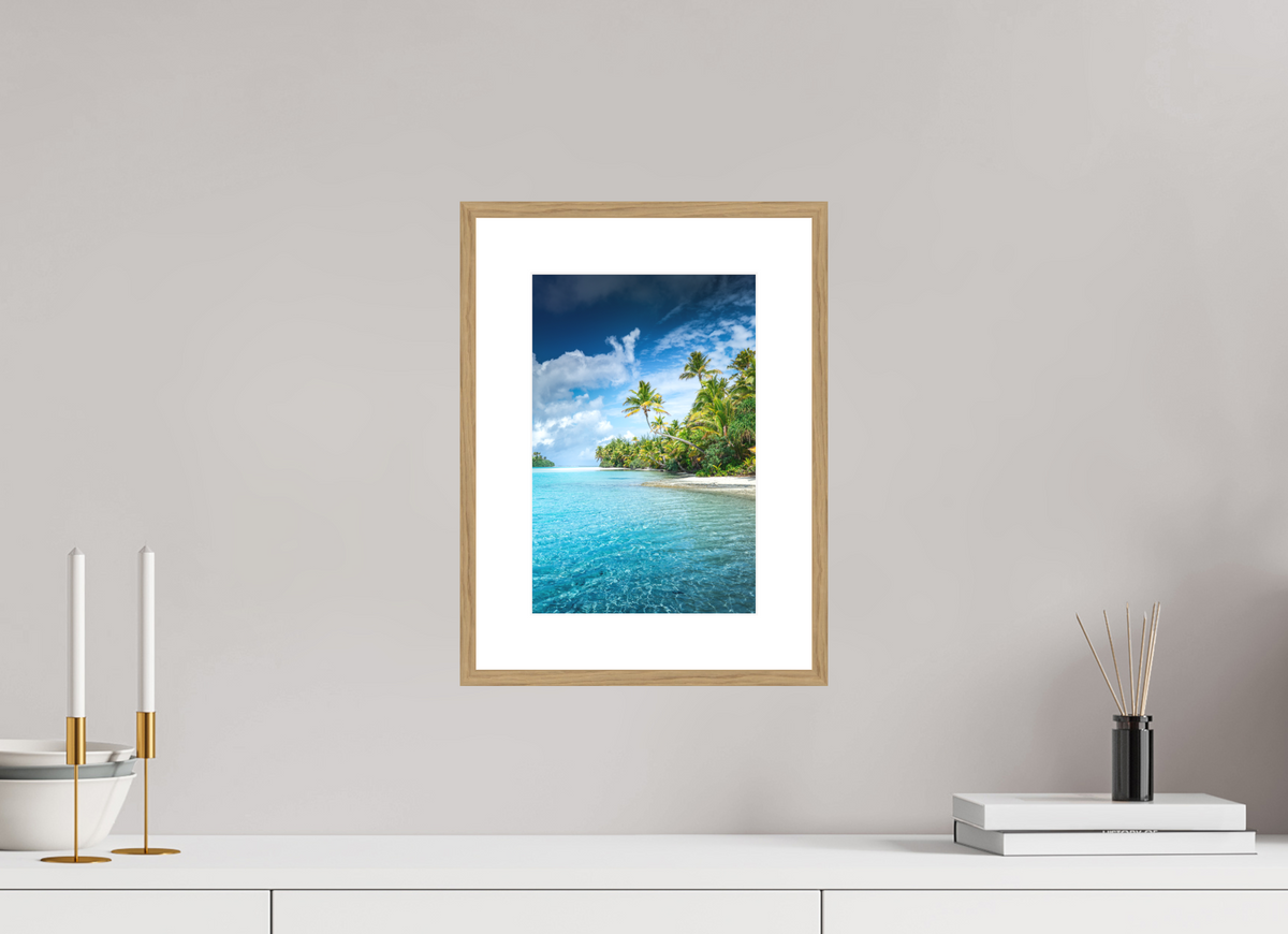 20 x 30 cm, Rahmen-Holzoptik Palm Coast, Aitutaki Lagoon