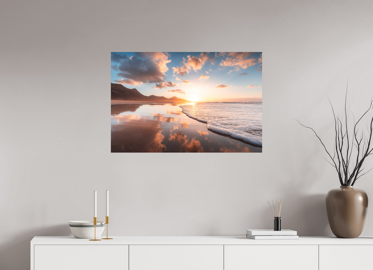 90 x 60 cm, Papierprint ohne Rahmen Sunset Reflections, Fuerteventura