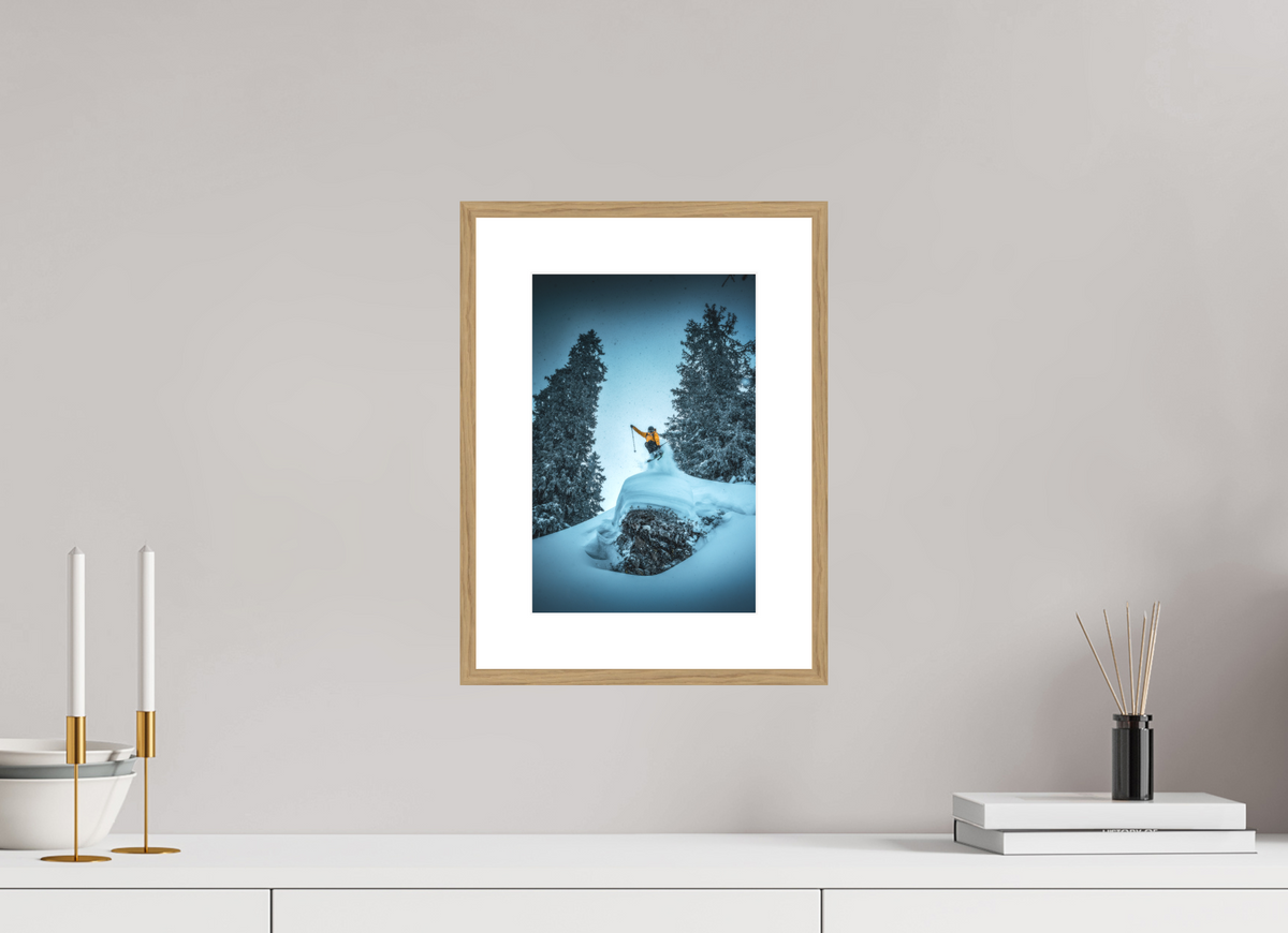 20 x 30 cm, Rahmen-Holzoptik Frozen Launch Over the Trees