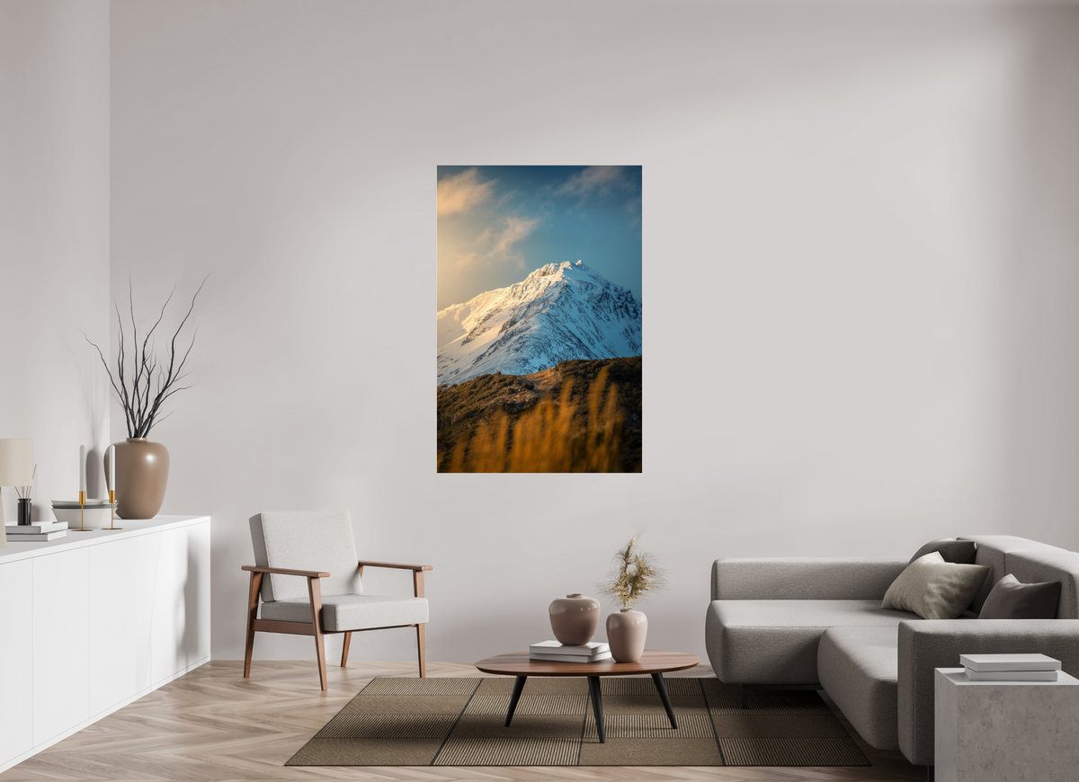 100 x 150 cm, Photo Print Under Acrylic Glass Sunlit Peaks, Ushuaia