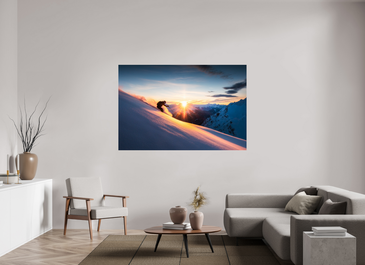 180 x 120 cm, Photo Print Under Acrylic Glass Ski Sunset at Trittkopf, Zürs Arlberg
