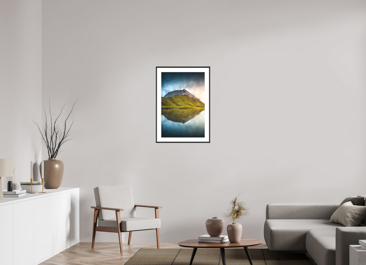 50 x 75 cm, Rahmen-Schwarz Morning Light at the Monzabonsee, Zürs