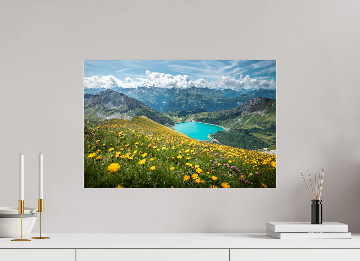 60 x 40 cm, Photo Print Under Acrylic Glass Spullersee Summer Meadow, Lech