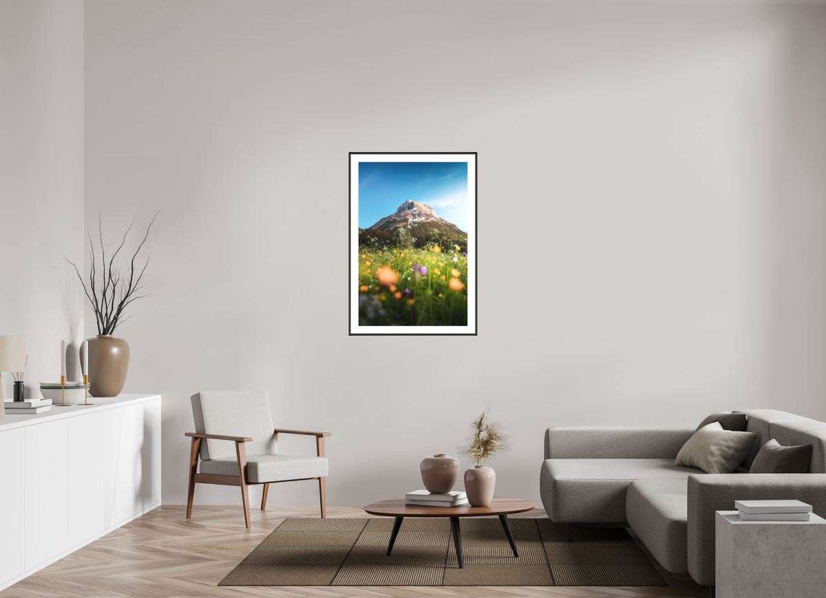 70 x 105 cm, Rahmen-Schwarz Omeshorn in the Sunset Glow, Lech