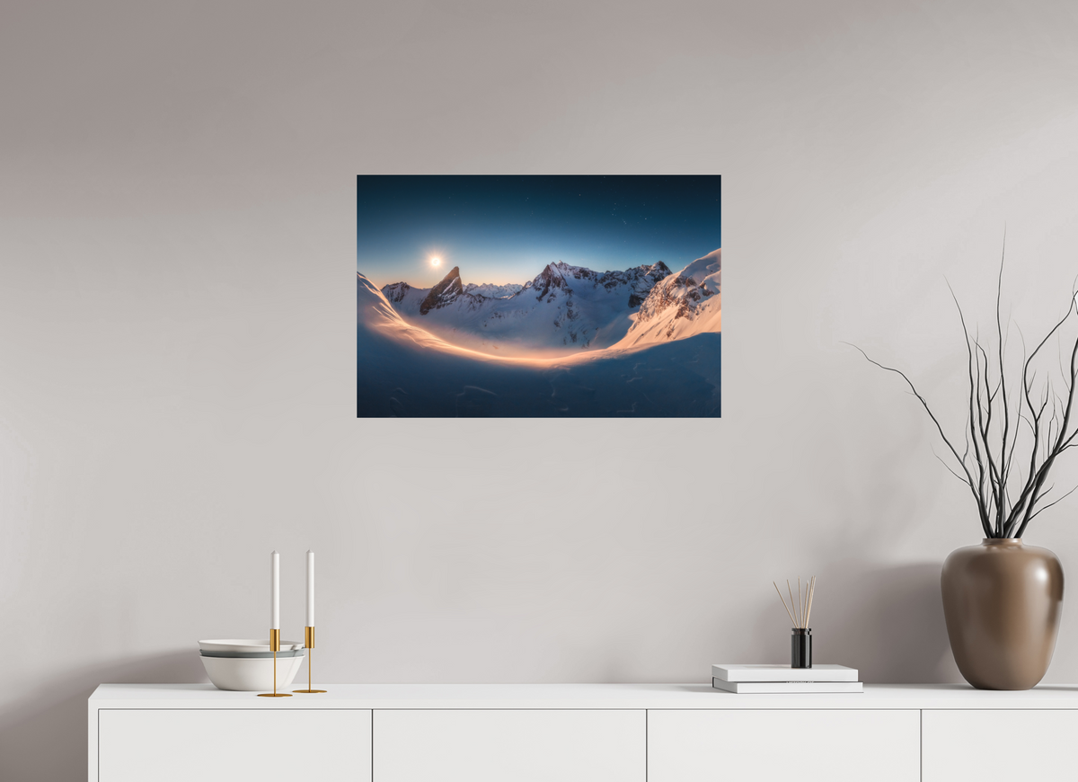 75 x 50 cm, Papierprint ohne Rahmen Full Moon at the Valluga, Arlberg