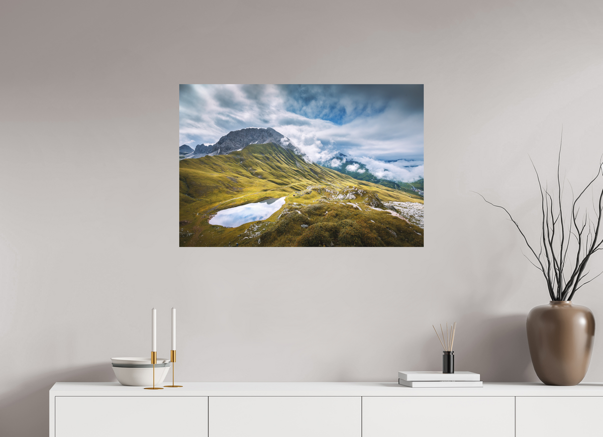 90 x 60 cm, Papierprint ohne Rahmen Monzabonsee Above Zürs