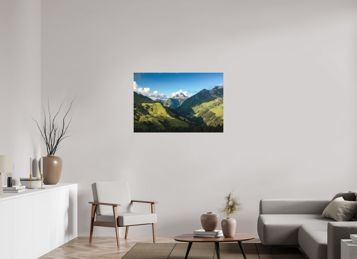 105 x 70 cm, Papierprint ohne Rahmen Valley View to the Biberkopf, Warth