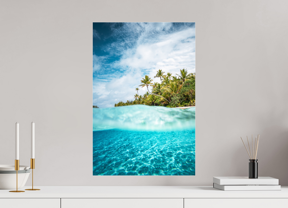 40 x 60 cm, Photo Print Under Acrylic Glass Above and Below the Waterline, Aitutaki