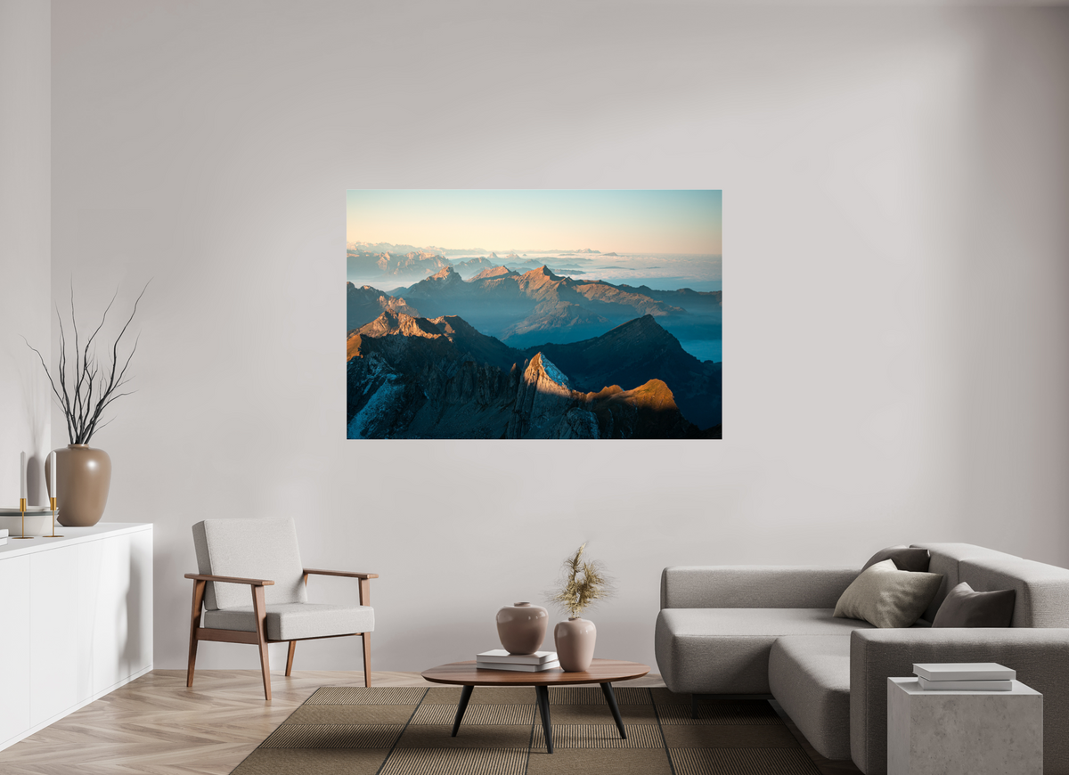 180 x 120 cm, Photo Print Under Acrylic Glass Säntis Morning Ridge Light, Switzerland