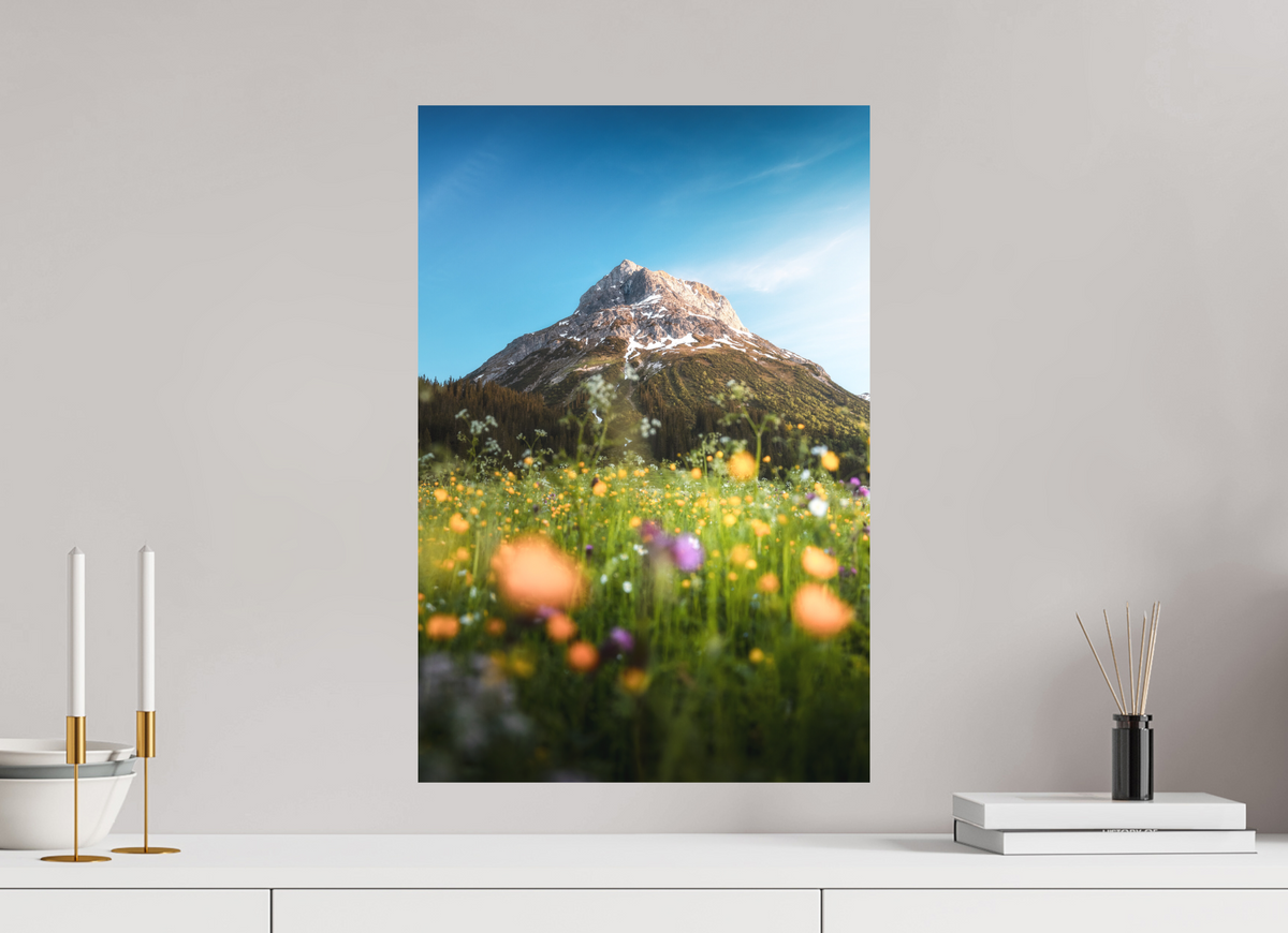 40 x 60 cm, Papierprint ohne Rahmen Omeshorn in the Sunset Glow, Lech