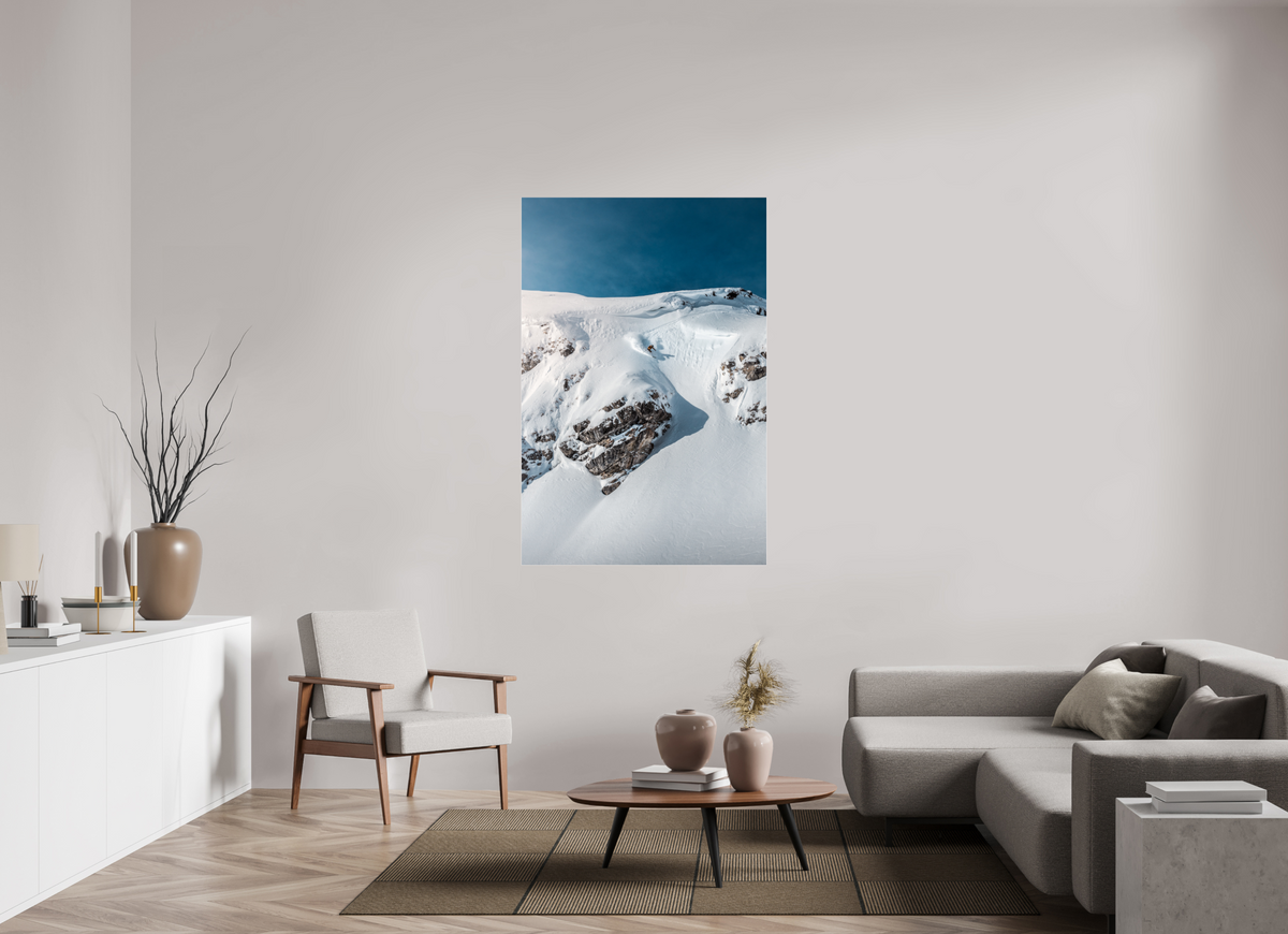 100 x 150 cm, Photo Print Under Acrylic Glass Skier Dropping a Steep Line, Arlberg