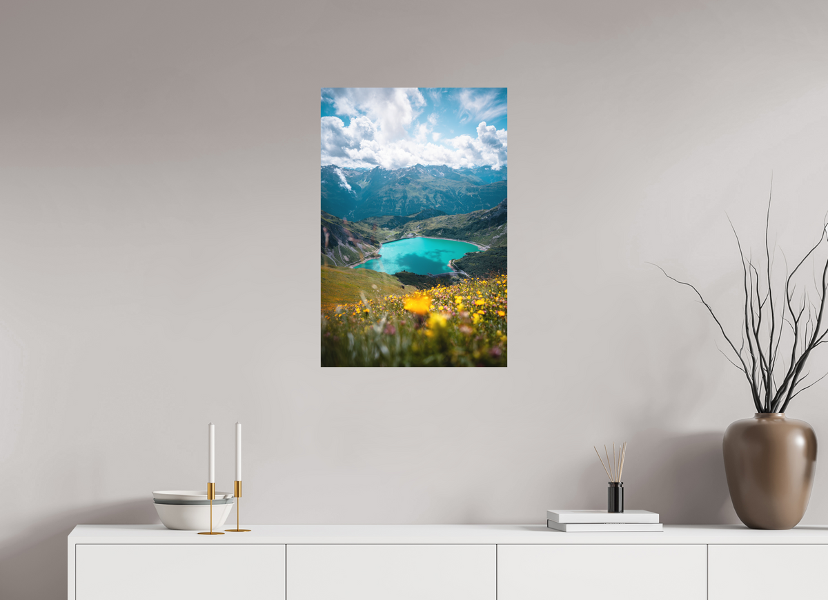 50 x 75 cm, Papierprint ohne Rahmen Turquoise Lake in Summer, Lech