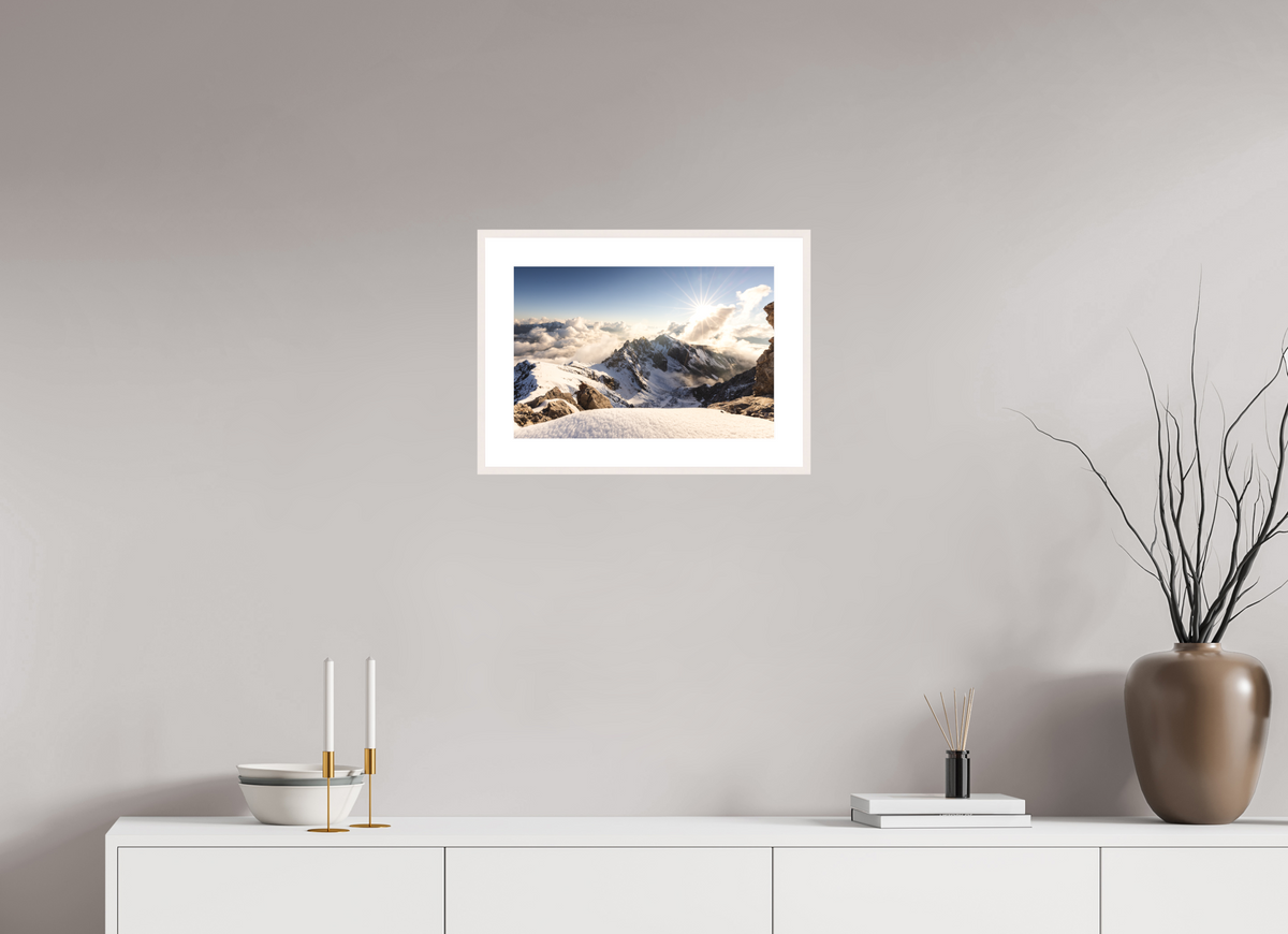 45 x 30 cm, Rahmen-Weiß Dramatic Sunset at the Valluga, Arlberg