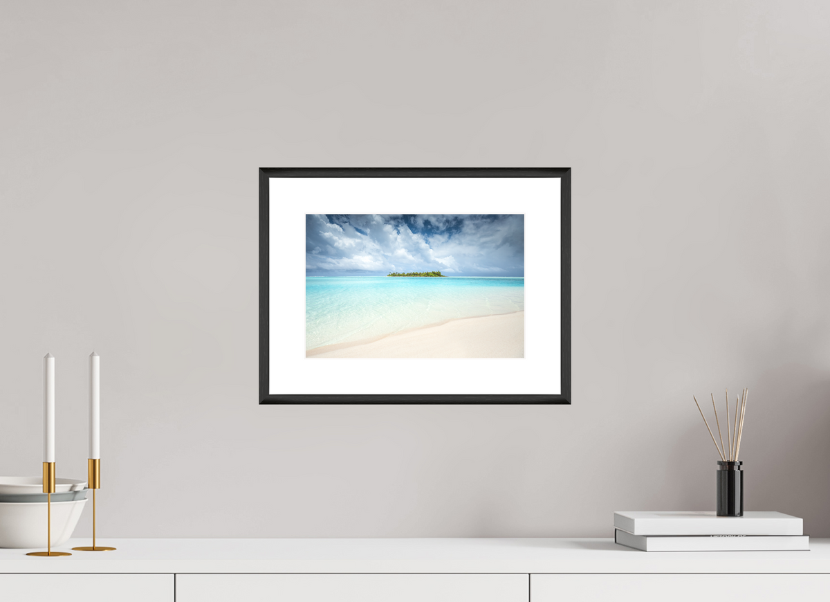 30 x 20 cm, Rahmen-Schwarz Island in the Lagoon, Aitutaki