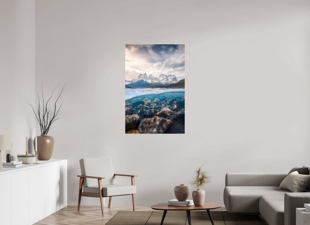 80 x 120 cm, Photo Print Under Acrylic Glass Torres del Paine, Reflection
